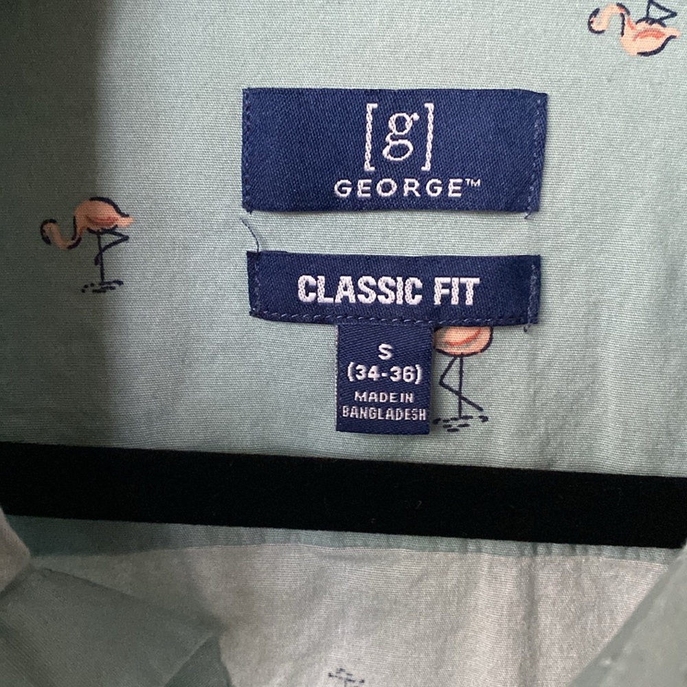George MENS Green Flamingo 🦩 Short sleeve shirt - Picture 3 of 7